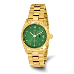 Charles Hubert Men's Gold Tone Watch - Green Dial - IP-Plated Stainless Steel